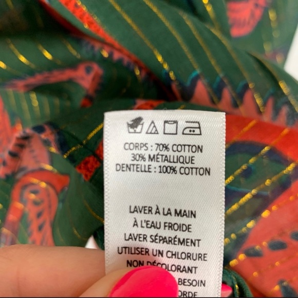 SOLD**** Rachel Zoe L Phoenix bird novelty print top Bell balloon sleeves - Picture 4 of 16